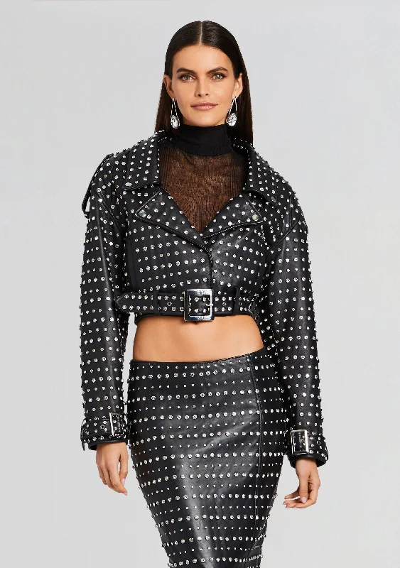 Hourly DealsMora Embellished Leather Jacket