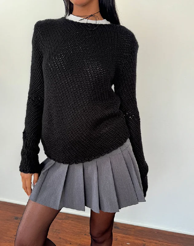 Free ShippingRanvir Knitted Jumper in Black