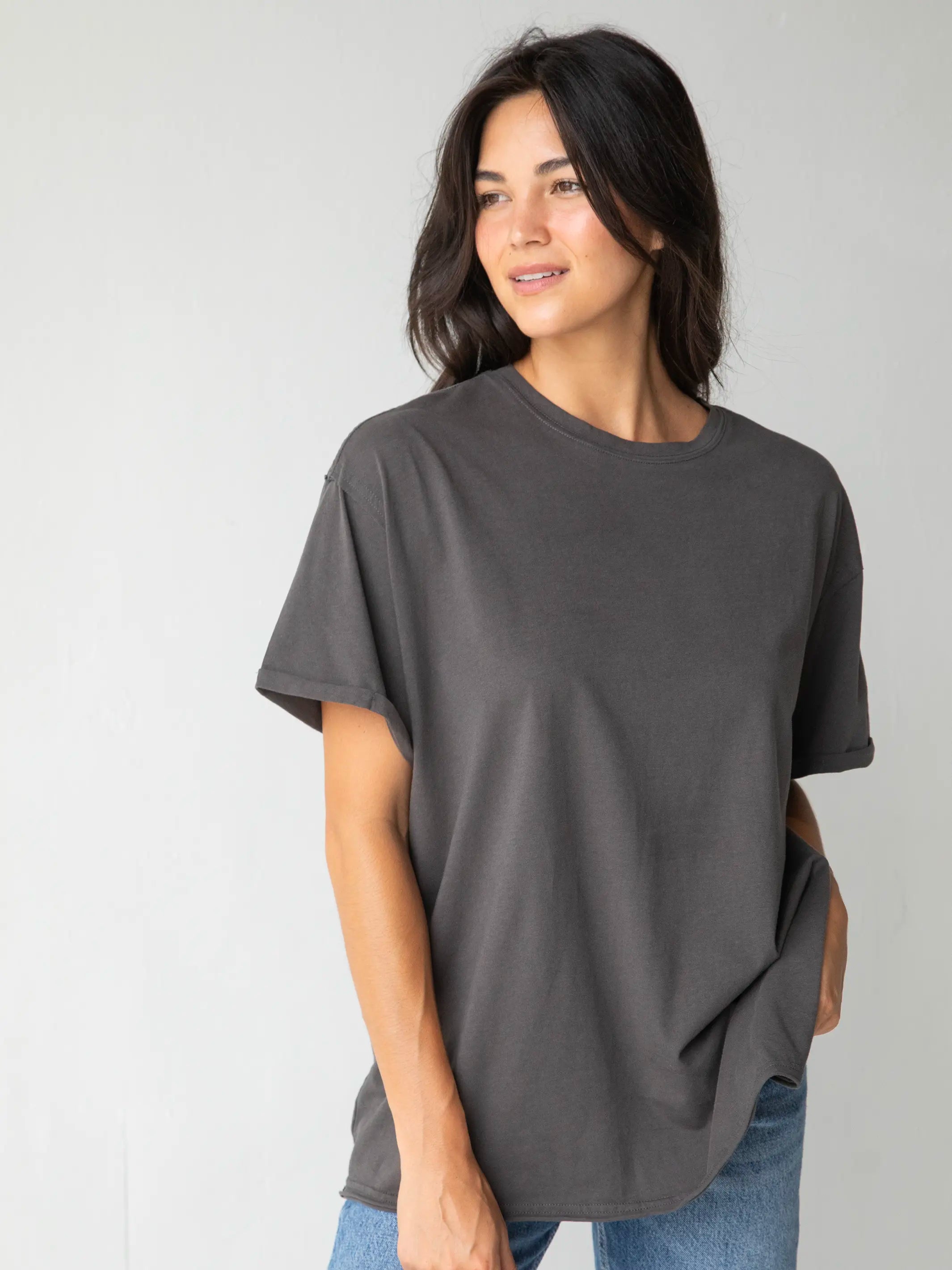 Affordably PricedTake It In Cotton Tee - Charcoal