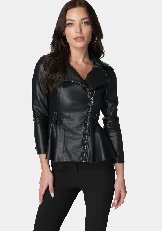 VIP SaleVegan Leather Moto Peplum Jacket