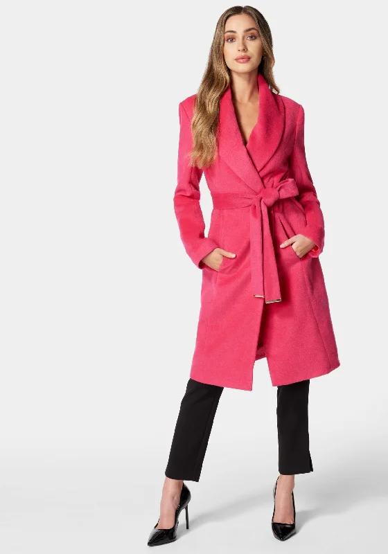 Easy Financing OptionsWool Blended Shawl Collar Wrap Coat