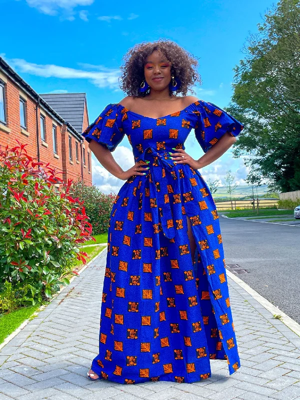 Promotion CodeAcacia Blue African Print Maxi Dress