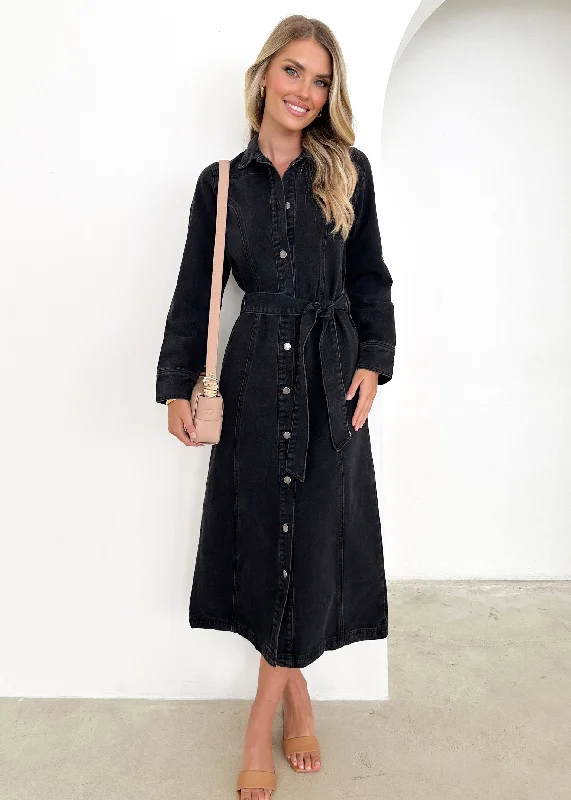 Earn PointsAimee Denim Maxi Dress - Black