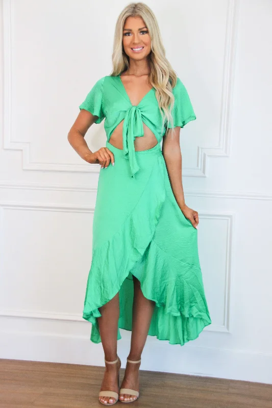 Great SavingsAmalfi Coast Satin Maxi Dress: Kelly Green