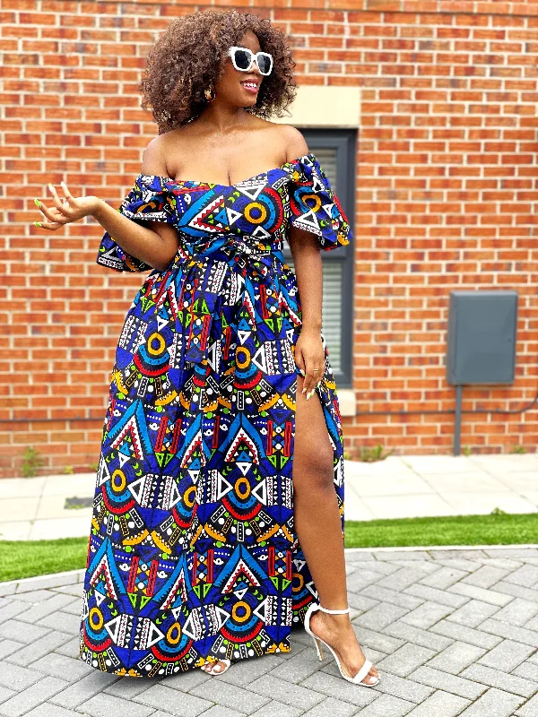 Exclusive AccessApphia Ankara Maxi Dress | Blue Multicoloured African Tribal Print