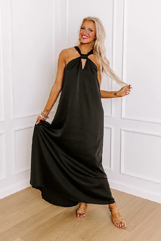 Sale Prices May VaryBali Date Night Satin Maxi Dress in Black