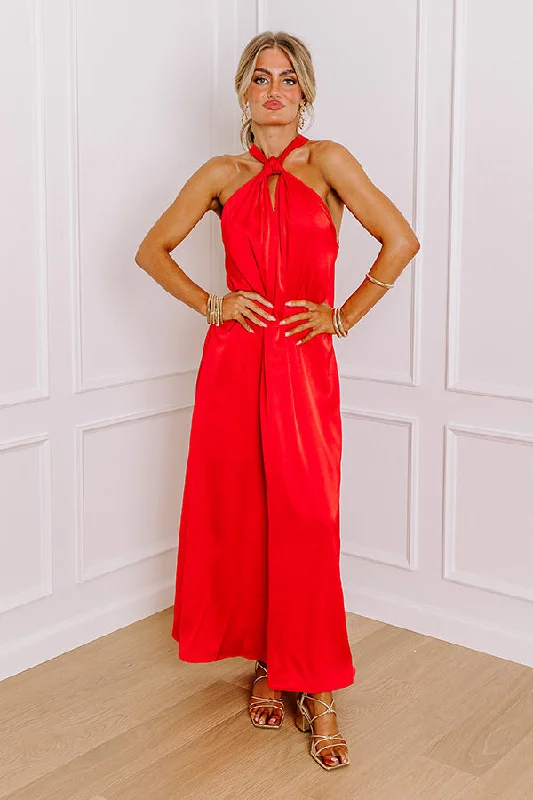 Redeem RewardsBali Date Night Satin Maxi Dress in Red