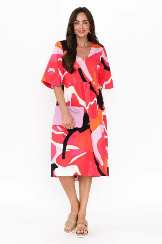 Last Chance SaleBrightside Pink Abstract Cotton Dress