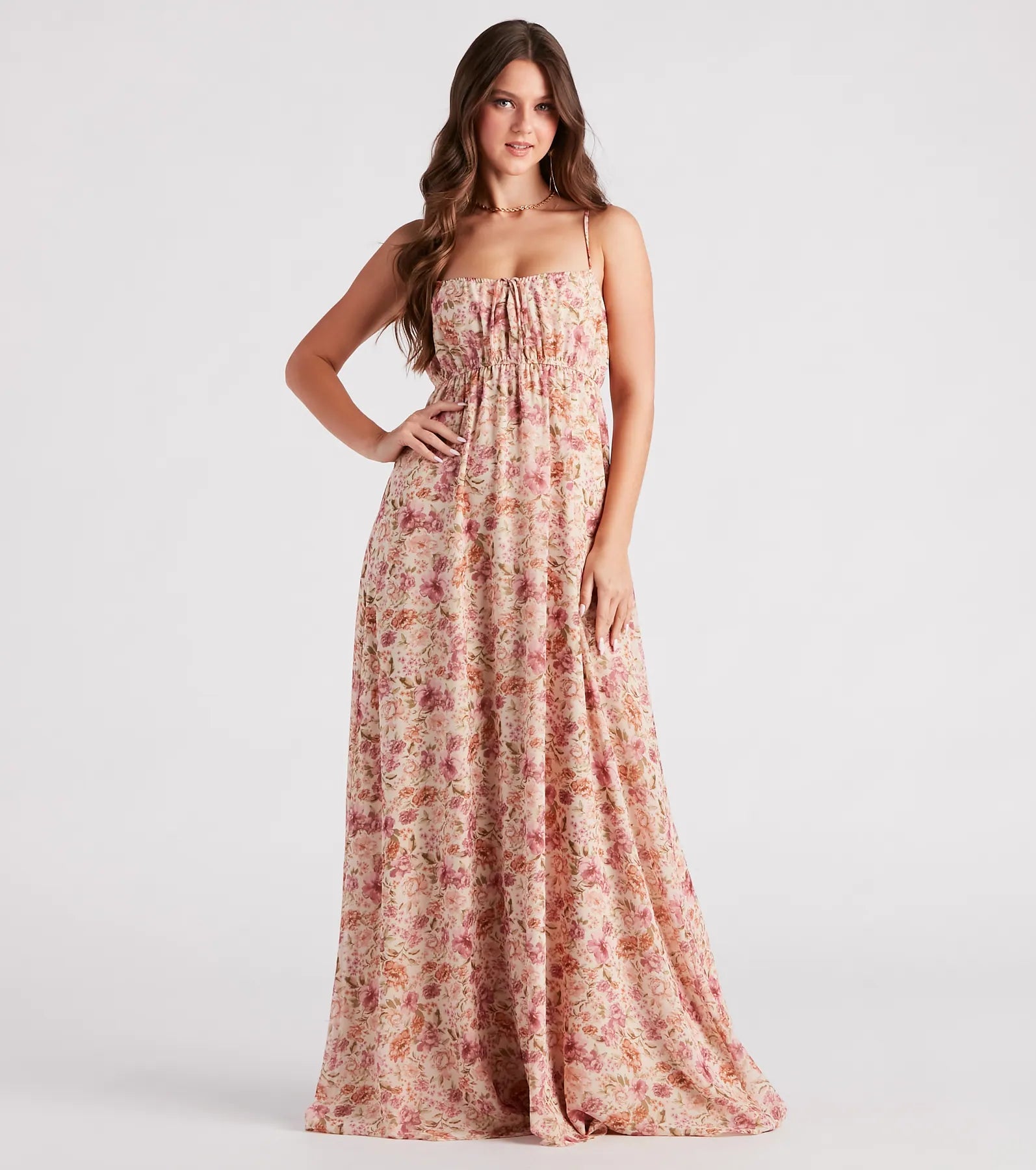 Coupon AvailableDanika Formal Chiffon Floral A-Line Dress