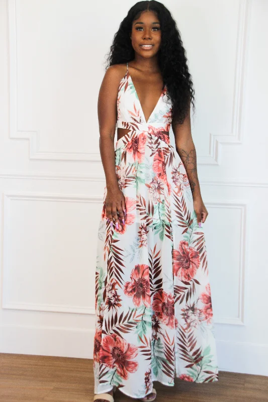 Summer SaleDestination Darling Cutout Maxi Dress: White Multi