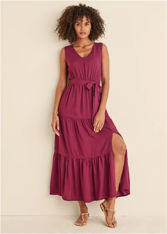 Seasonal SaleWrap Tiered Maxi Dress - Mauve