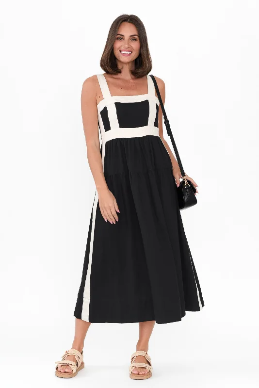 Warehouse SaleJolie Black Trim Cotton Blend Dress