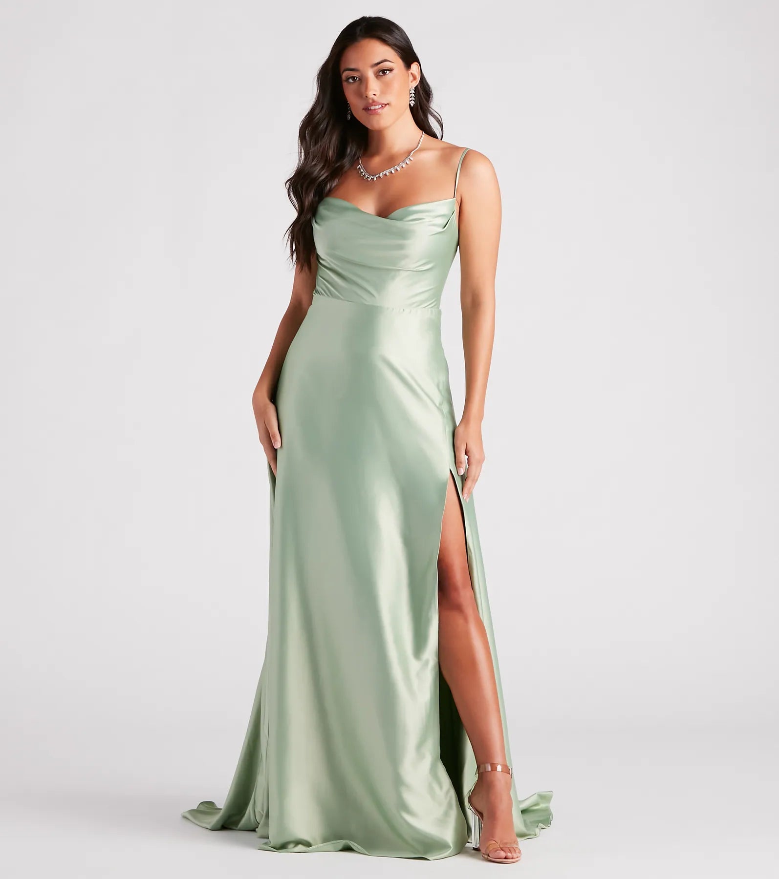 Father's Day SaleMarva Formal Satin Cowl Neck Dress