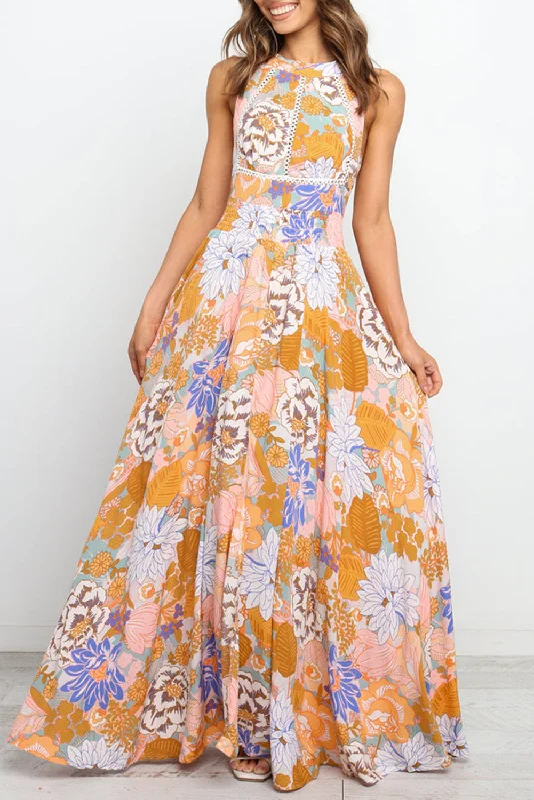 Clearance SaleFloral Backless Sleeveless Maxi Dress