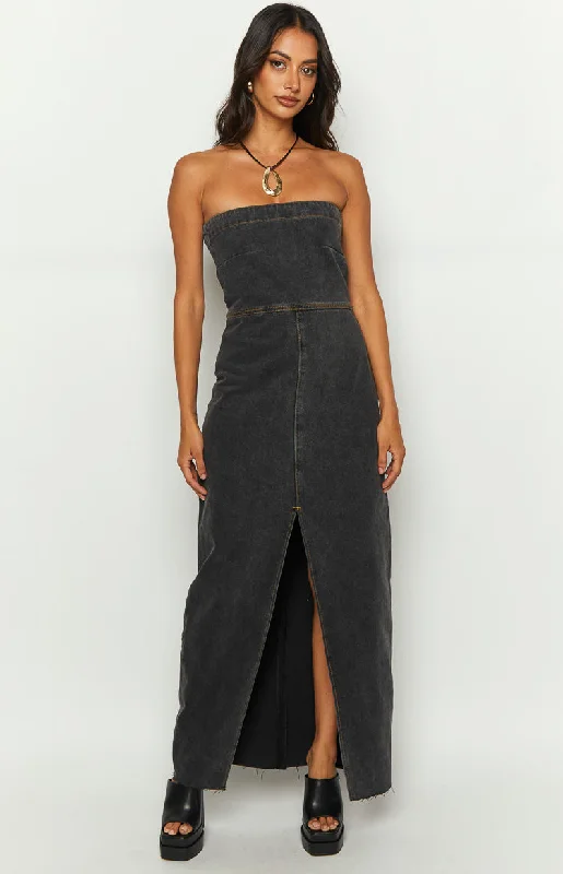 Blowout SaleRomey Black Denim Strapless Maxi Dress