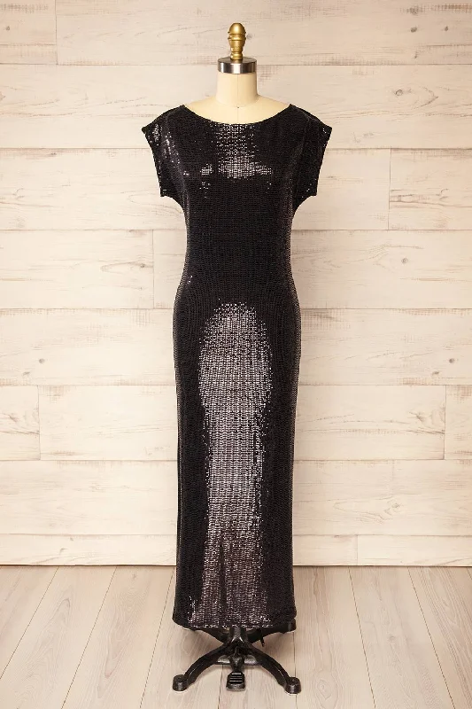 Combo DealSeralie | Black Sequin Maxi Dress w/ Slit