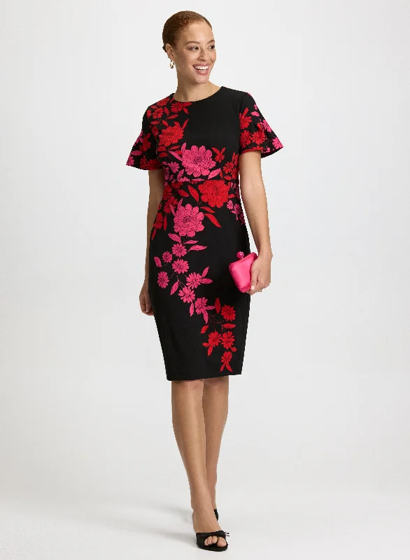 Price CutShort Crepe Floral Dress