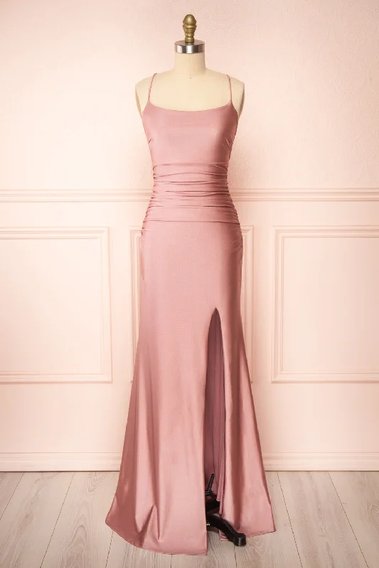 Flash SaleSonia Blush | Mermaid Maxi Dress w/ Slit