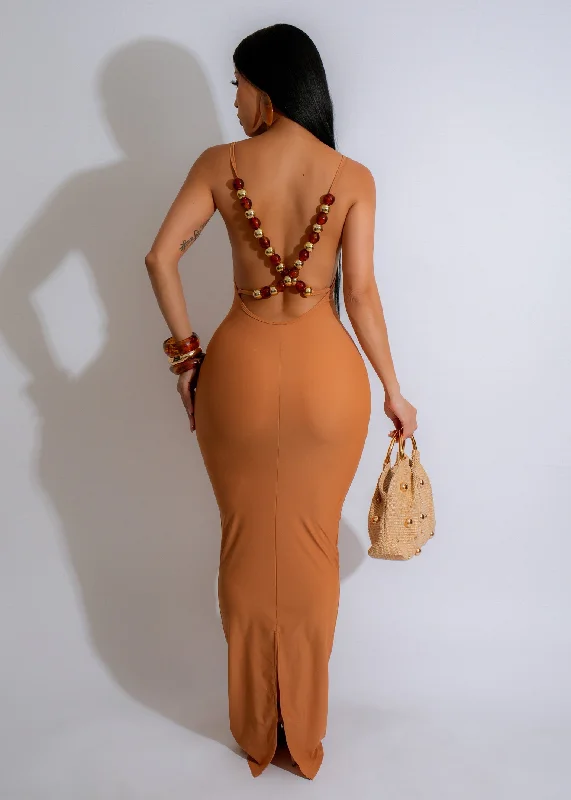 Hot DealsSunset Sparkle Maxi Dress Brown