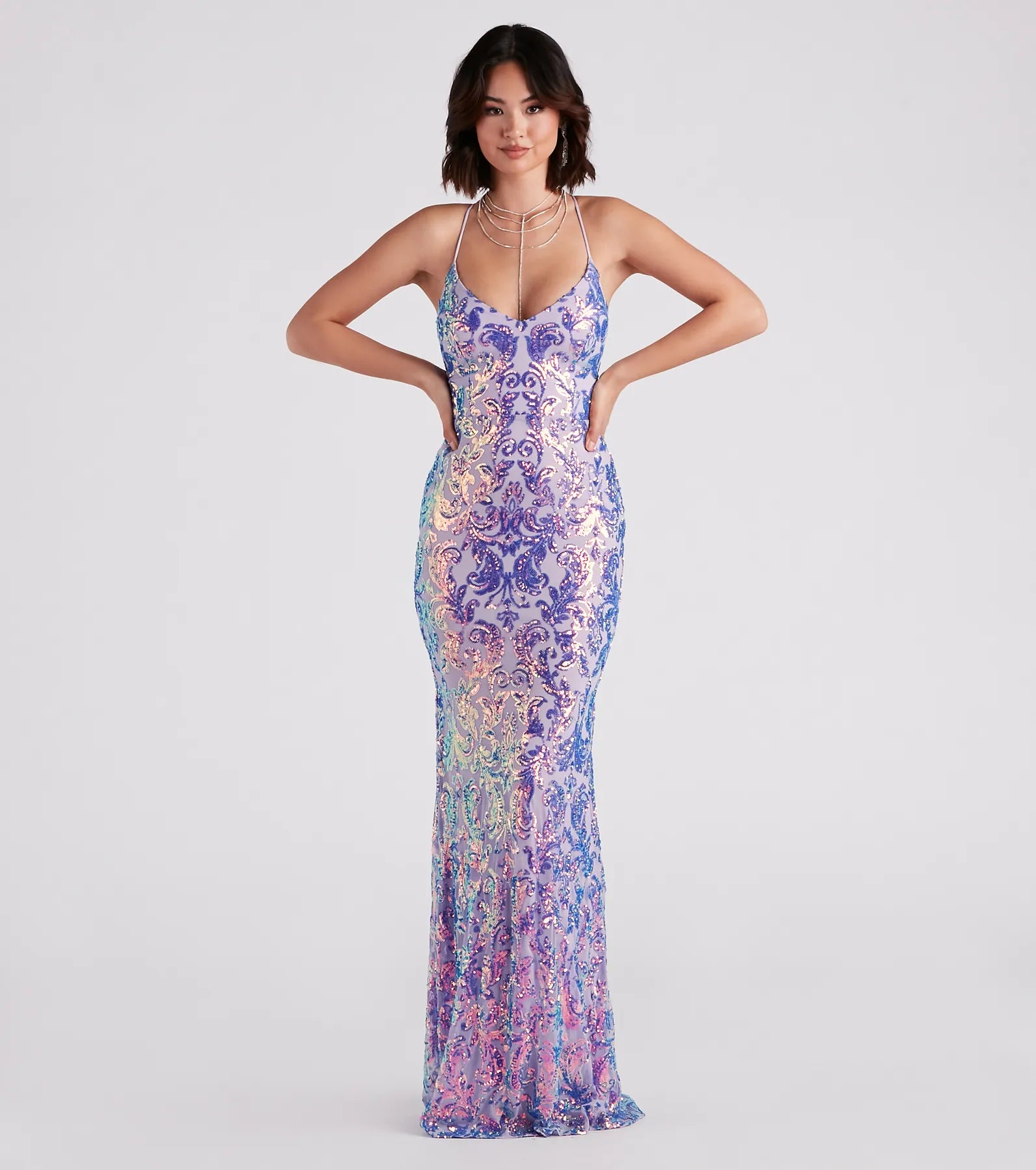 Flash SaleTaisia Formal Sequin Scroll Dress