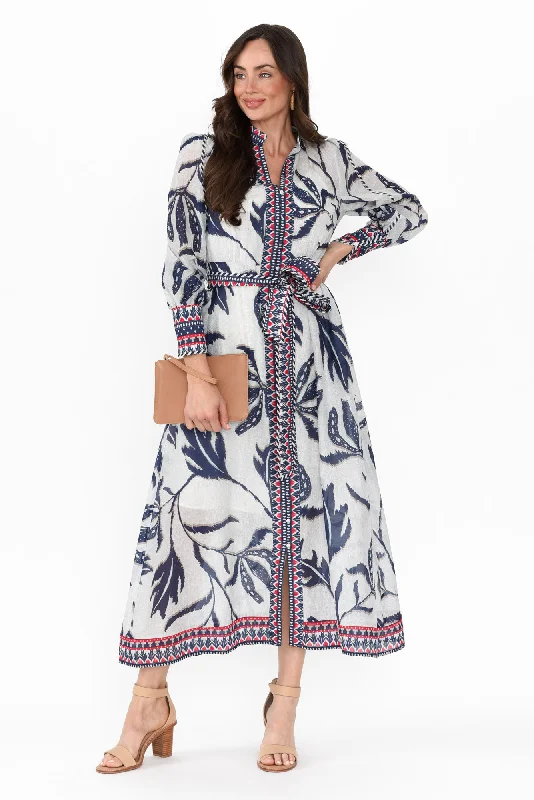 Limited - Time Offer!Tierra Palm Shadow Cotton Silk Dress