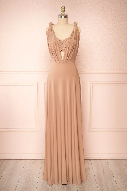 Winter SaleViolaine Beige | Convertible Maxi Dress