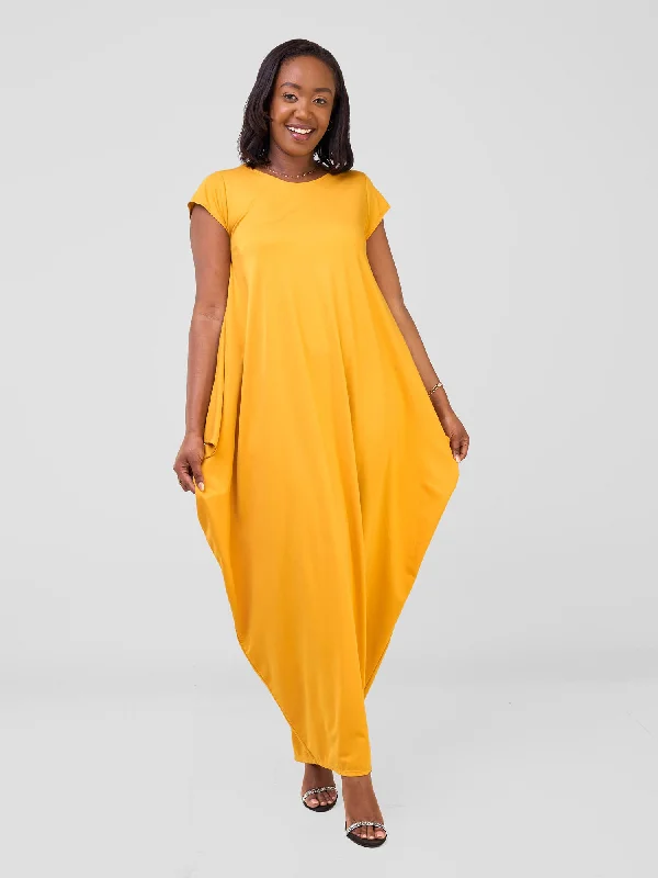 50% OffZanzi Side Cowl Maxi Dress - Mustard