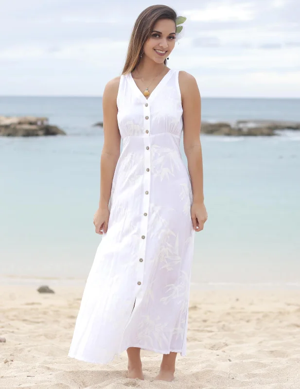 Up to 70% OffWhite Long Maxi Hawaiian Dress Bamboo