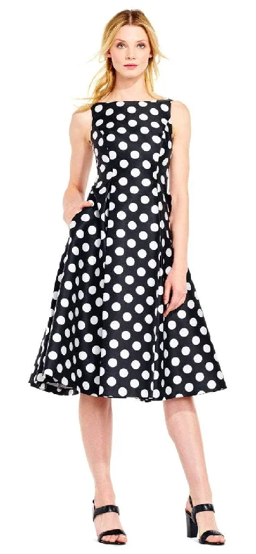 Fire SaleAdrianna Papell Black and White Polka Dot Mikado Dress 41925310