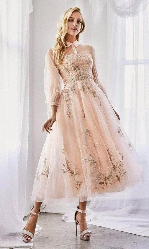 Early Bird SpecialAndrea and Leo - High Neck Tea-Length Prom Dress A0862