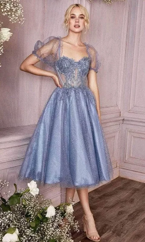 Thanksgiving SaleCinderella Divine - Lace Appliqued Sweetheart Prom Dress CD0187 - 1 pc Smoky Blue In Size XS Available