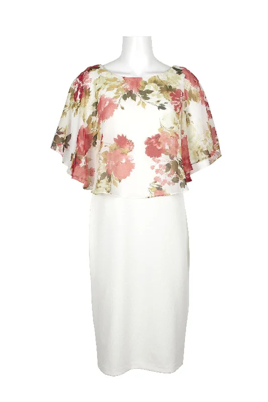 Winter SaleConnected Apparel Short Floral Chiffon Overlay Dress