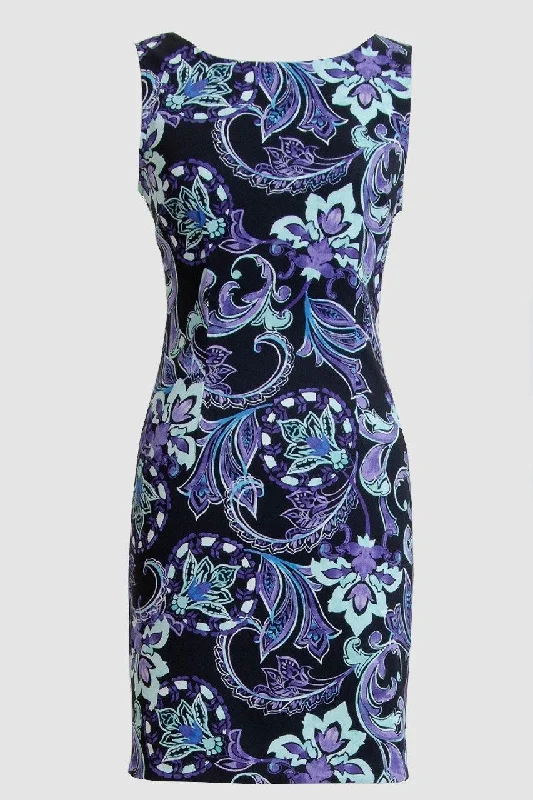 New Customer DiscountConnected Apparel Short Sleeveless Aqua Print Dress