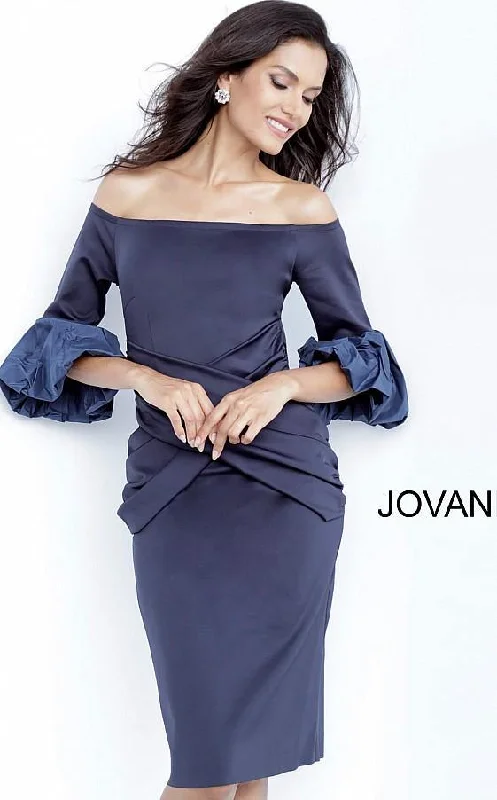 Money - Back GuaranteeJovani 1023 Knee Length Off Shoulder Cocktail Dress