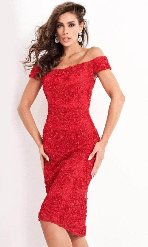 Fall SaleJovani - Straight Across Lace Cocktail Dress 04763SC