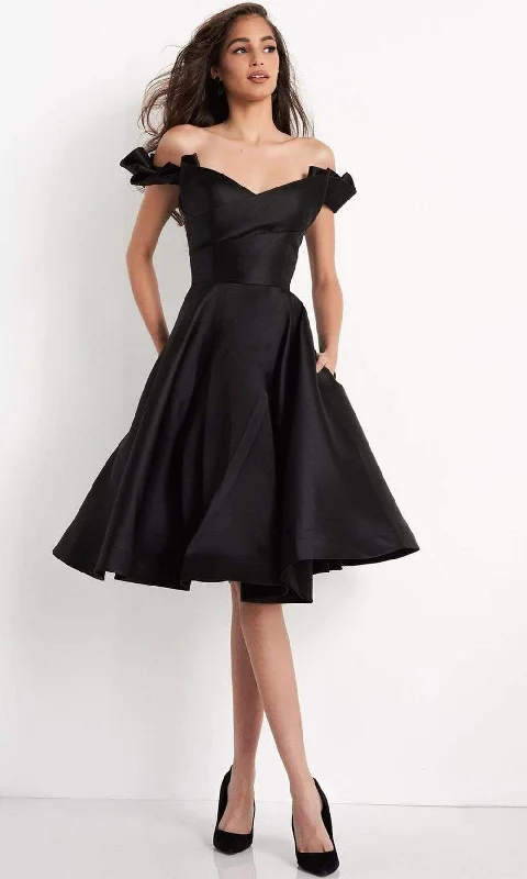 Exclusive OfferJVN by Jovani - JVN04718 Ruffled Off-Shoulder Sleeve A-Line Cocktail Dress