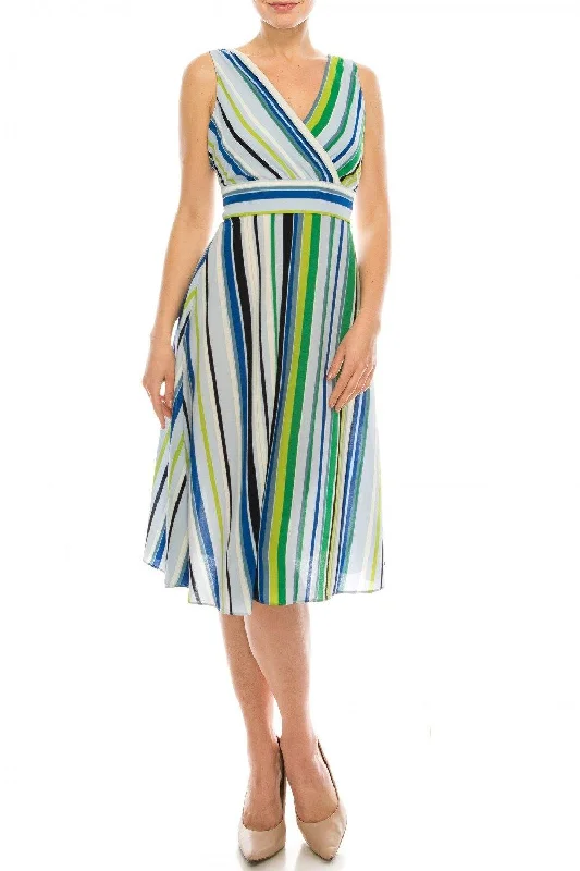 Save NowLondon Times Striped Surplice A-Line Dress