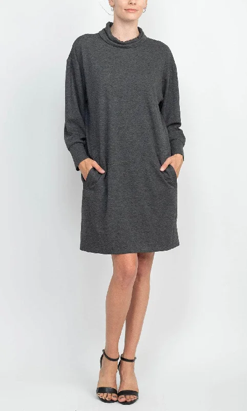 Fall SaleLondon Times T5923M - Turtleneck Long Sleeve Short Dress