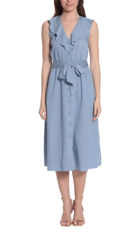 Sale Prices May VaryLondon Times T6218M - Casual Collared Midi Dress