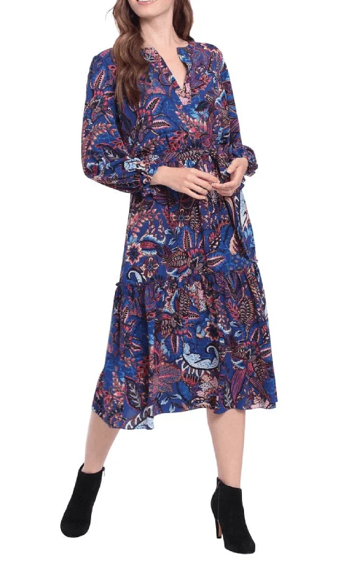 Markdown SaleLondon Times T6378M - Printed Flowy Midi Dress