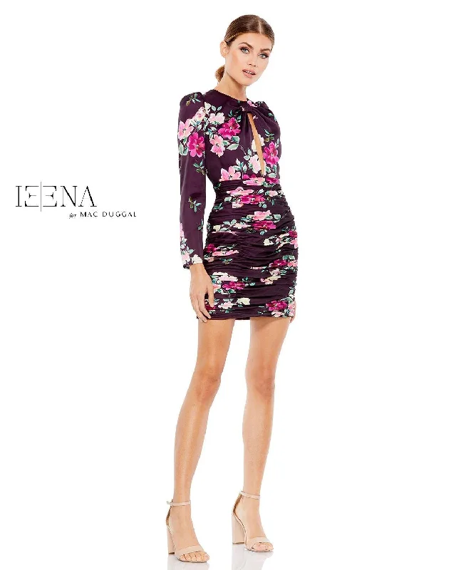 Non - Refundable SaleMac Duggal 2635 Long Sleeve Floral Print Dress