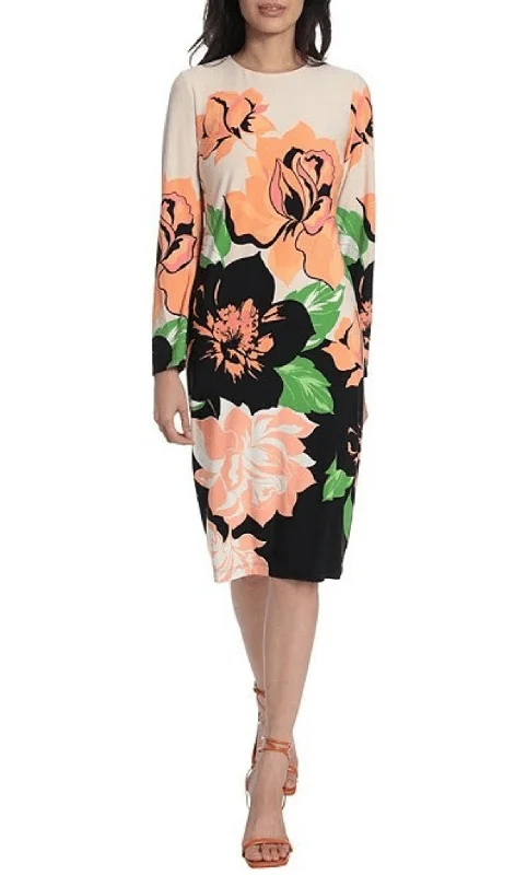 Discount OfferMaggy London G5142M - Floral Long Sleeve Cocktail Dress