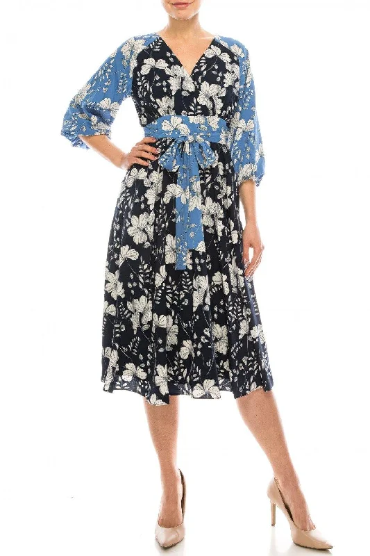 Refer a Friend, Get a DiscountMaison Tara Dual Floral Printed A-Line Midi Dress