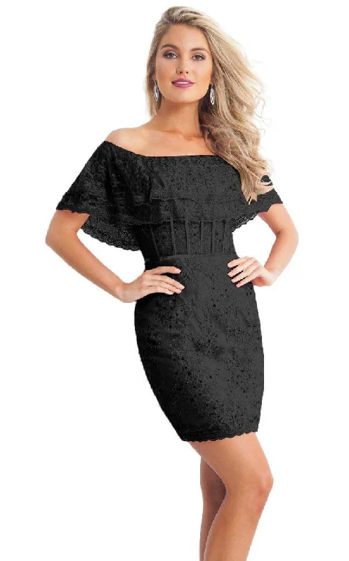 Free Gift with PurchaseRachel Allan Off Shoulder Short Lace Dress L1191