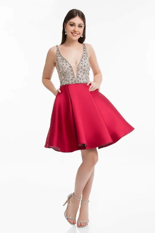 VIP SaleTerani Couture - 1821H7771 Crystal Beaded Bodice Short Party Dress