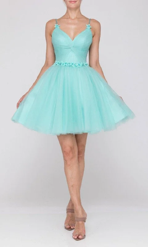 Budget - FriendlyTerani Couture - 2011P1024 Floral Accented Tulle Dress