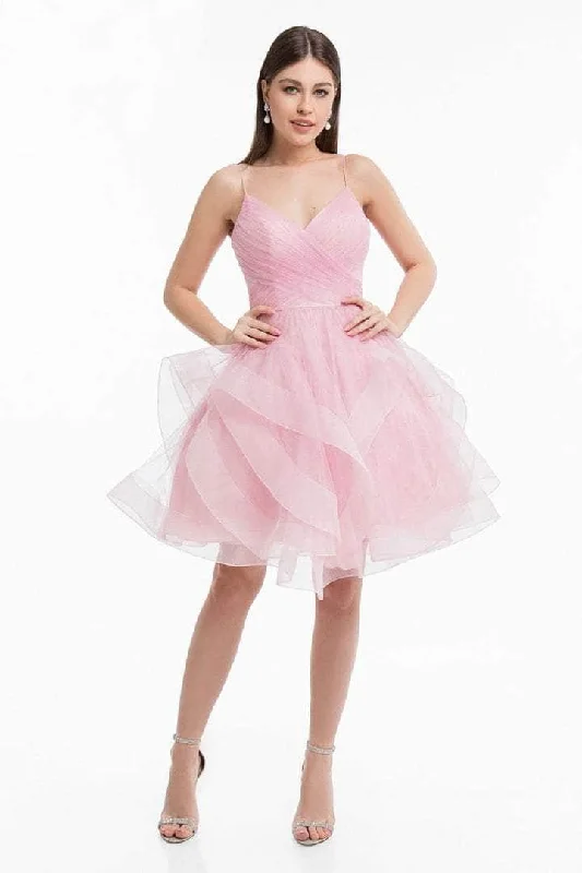 Spring SaleTerani Couture - Ruffled A-Line Cocktail Dress 1821H7770 - 1 pc Cloud In Size 2 Available