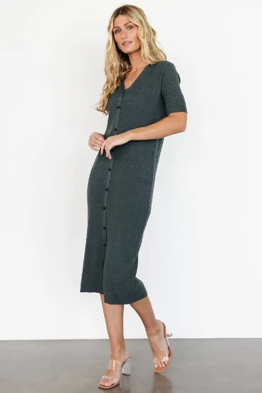 Price CutAlicia Ribbed Midi Dress | Dusty Jade