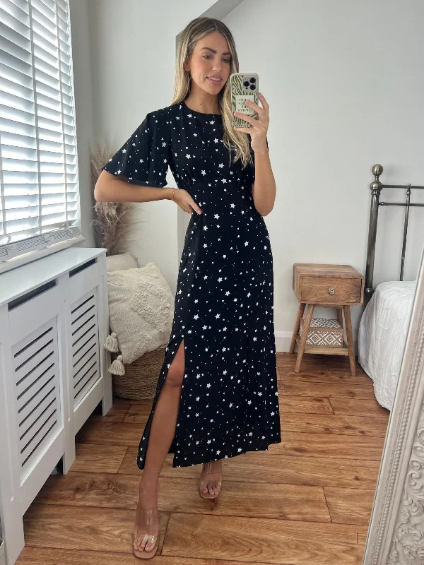 Budget - FriendlyBailey Angel Sleeve Midi Dress / Star Print