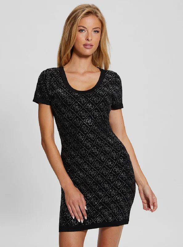 Hourly DealsBlack Paige 4G Logo Knit Mini Dress